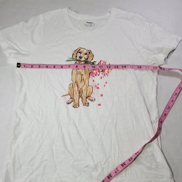 J.Crew Women White Golden Retriever & Floral Collector Tee Size M - Picture 5 of 8